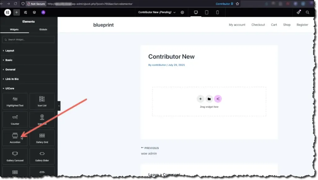 02 as a contributor use the accordion widget