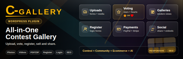 Contest Gallery – Upload & Vote Photos, Media, Sell with PayPal & Stripe WordPress plugin banner