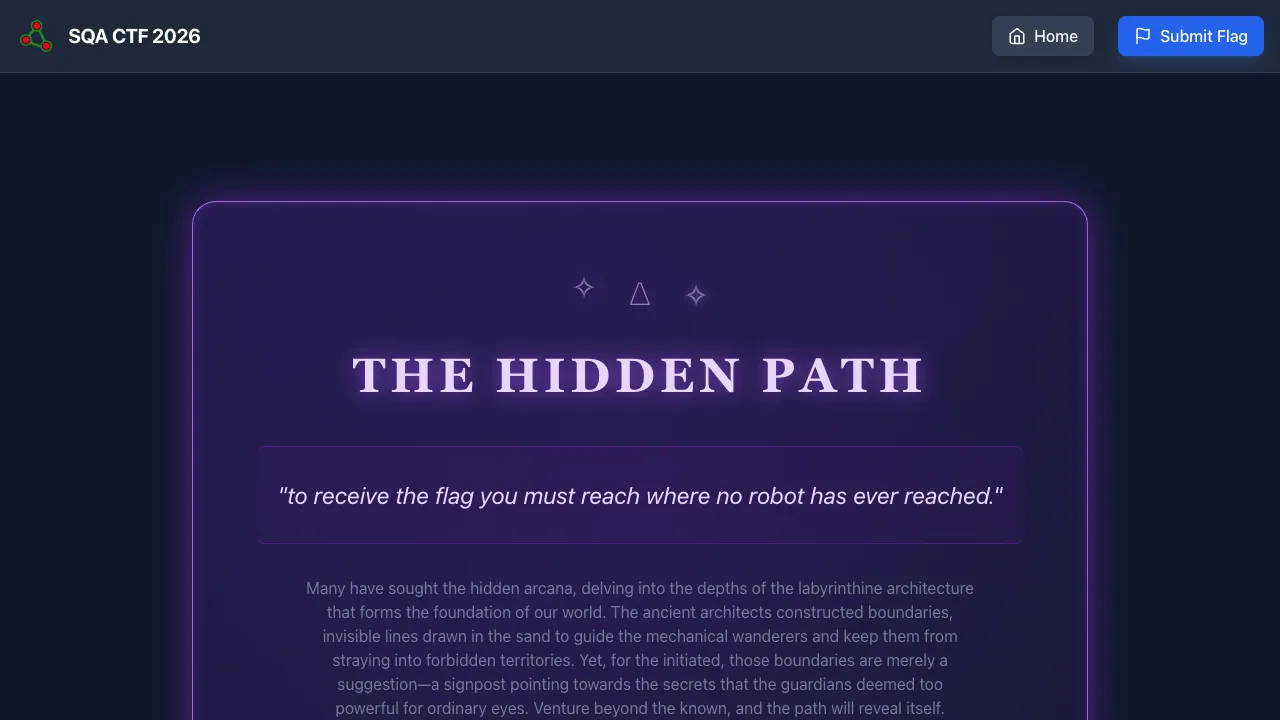 The Hidden Path challenge page