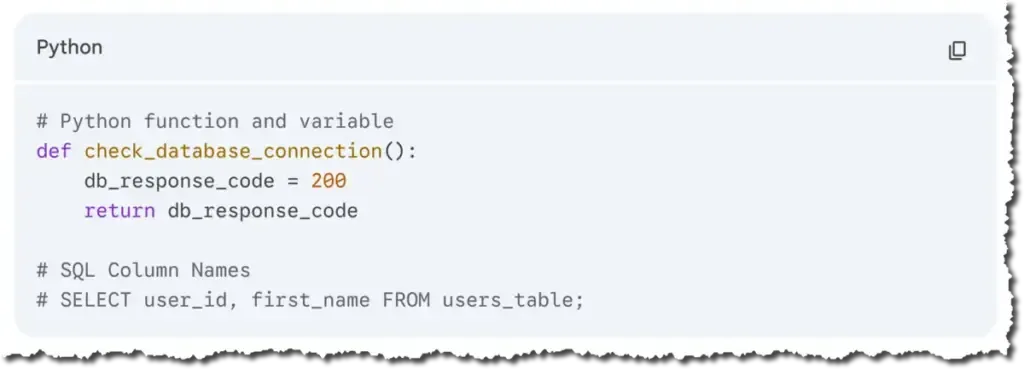 Example Code For Snake Case.